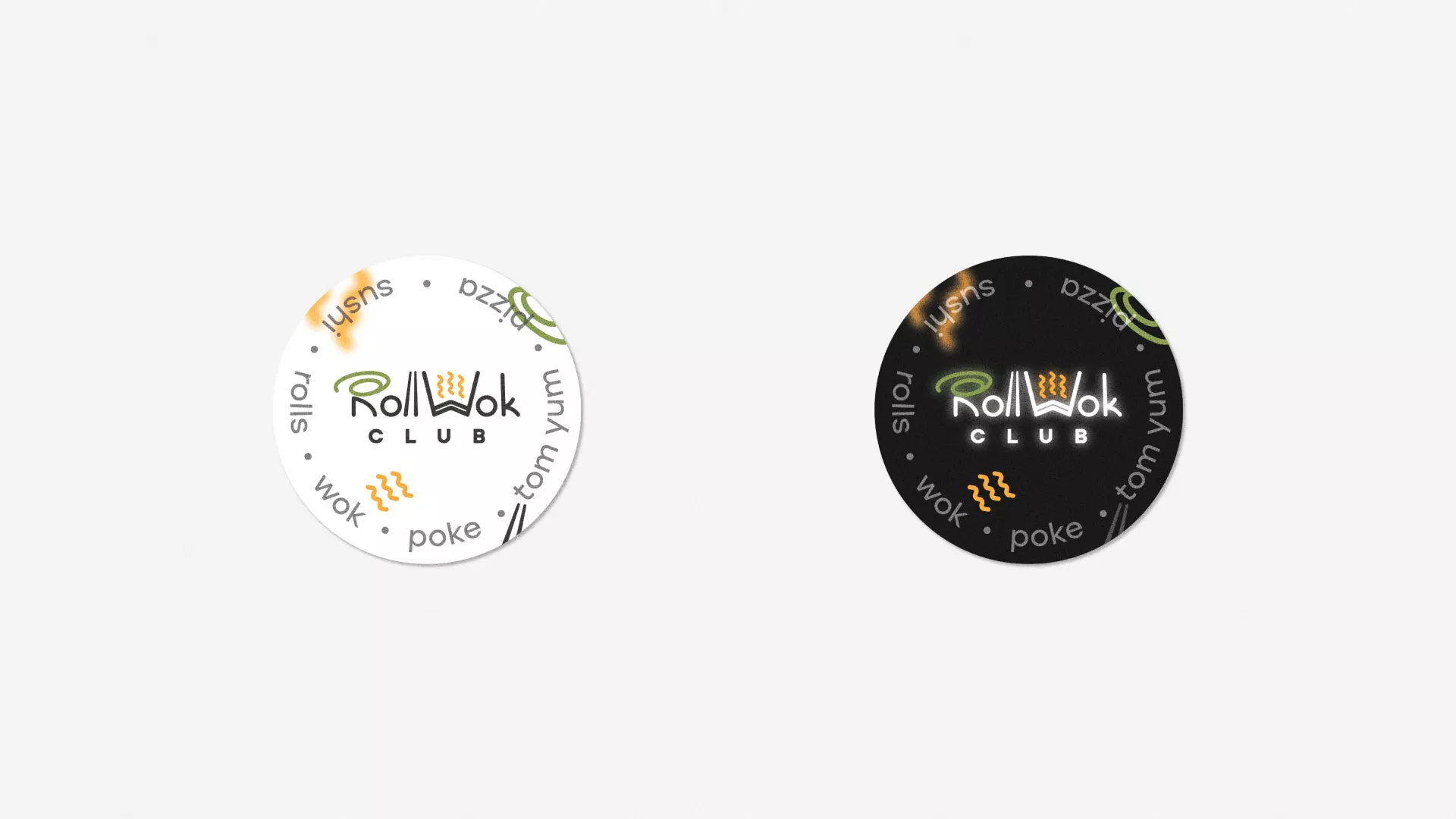 Разработка наклеек для суши-бара «Roll Wok Club» в Электрогорске